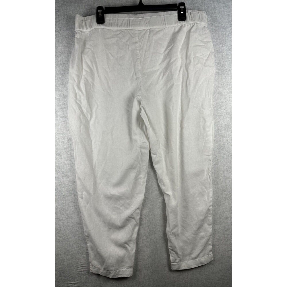 Land N Sea Capri Pants Womens Large White Linen Blend Vacation Beach Lounge